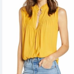 Treasure & Bond Gold Pleated Top